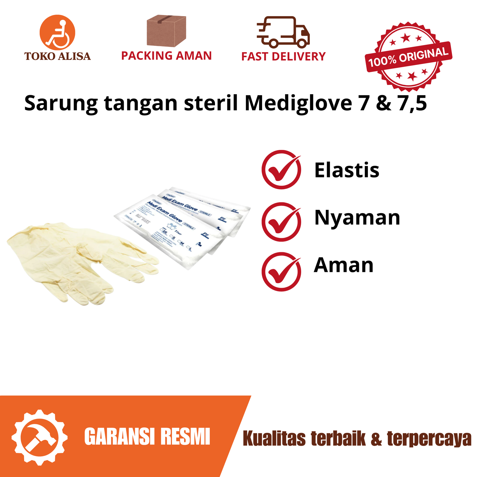 Sarung tangan steril Mediglove 7 & 7,5